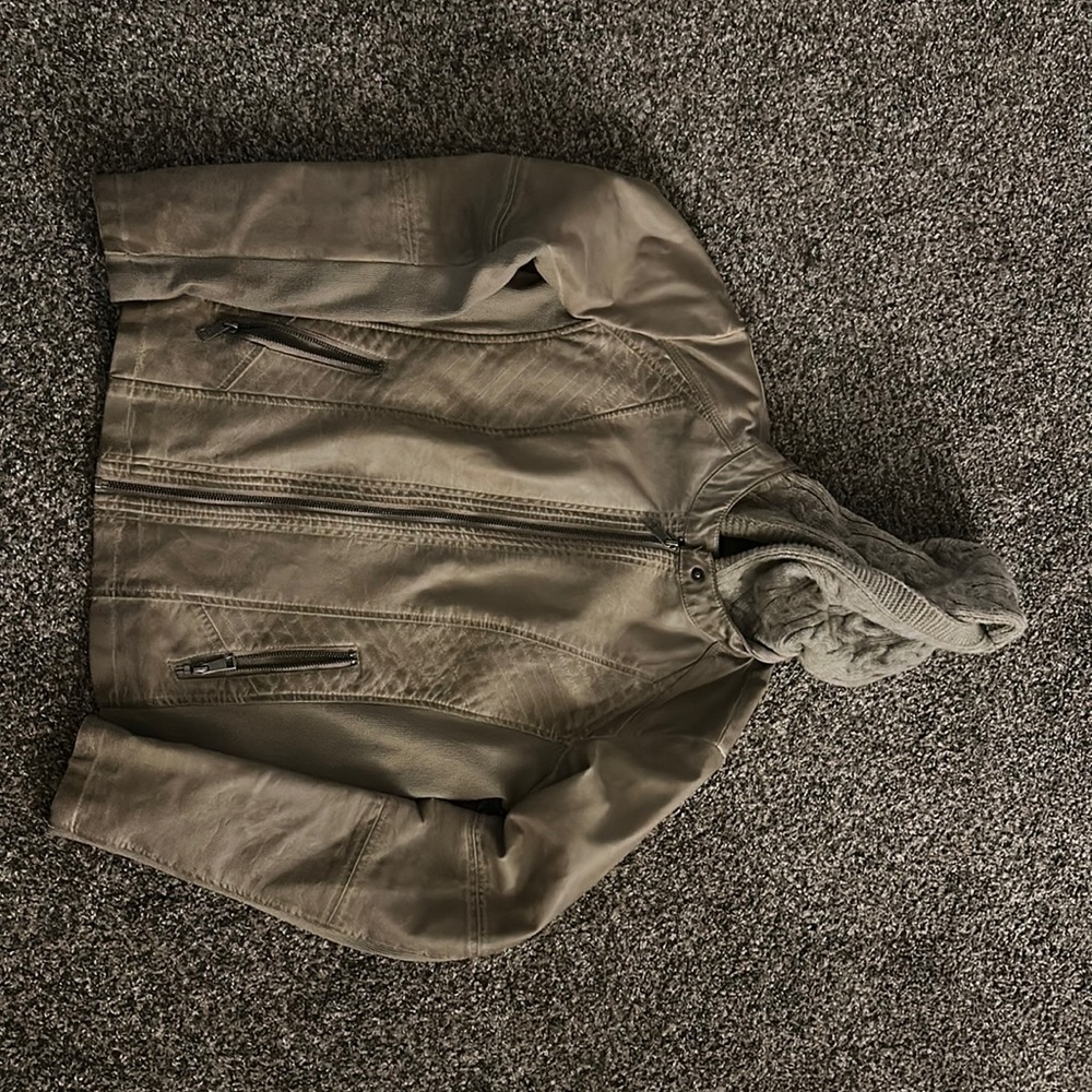 Light Tan Faux Leather Jacket